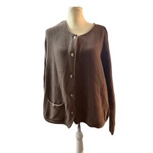 J . Jill Textured Button-Front Cardigan Sweater – Brown – Women’s Size Large